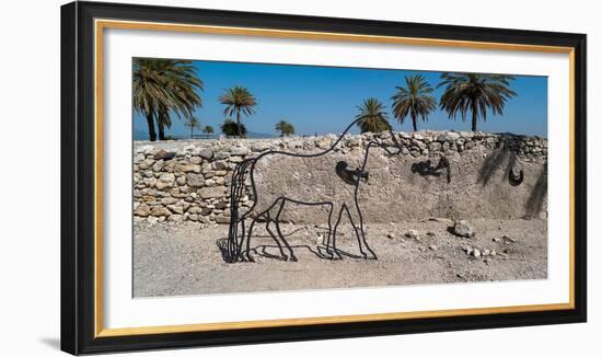 Sculpture of horse at Tel Megiddo, Galilee, Israel-null-Framed Photographic Print