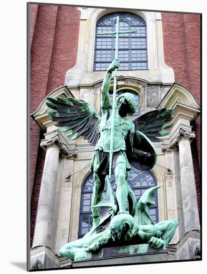 Sculpture of the Archangel Michael Defeating Satan, St Michael's Church, Hamburg, Germany-Miva Stock-Mounted Photographic Print