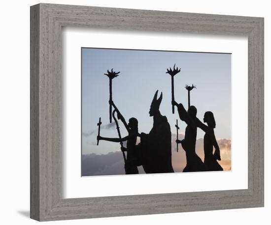 Sculpture of the Bishop of San Juan and Three Women, Old San Juan, Puerto Rico-Walter Bibikow-Framed Photographic Print