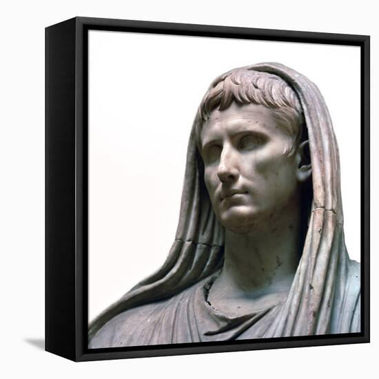 Sculpture of the Emperor Augustus as the Pontifex Maximus, 1st century BC. Artist: Unknown-Unknown-Framed Premier Image Canvas