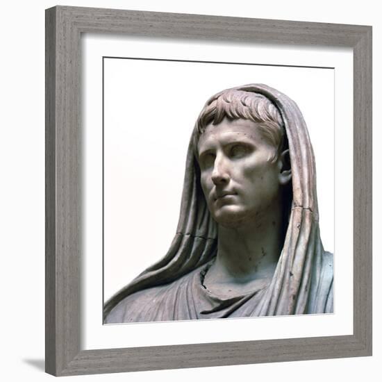 Sculpture of the Emperor Augustus as the Pontifex Maximus, 1st century BC. Artist: Unknown-Unknown-Framed Giclee Print