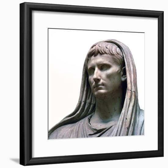 Sculpture of the Emperor Augustus as the Pontifex Maximus, 1st century BC. Artist: Unknown-Unknown-Framed Giclee Print