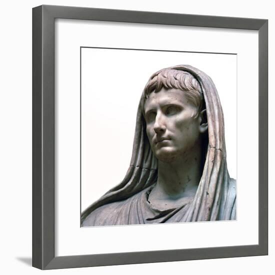 Sculpture of the Emperor Augustus as the Pontifex Maximus, 1st century BC. Artist: Unknown-Unknown-Framed Giclee Print