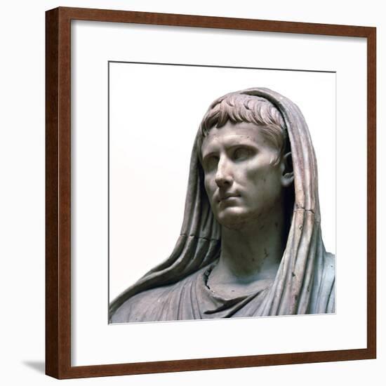 Sculpture of the Emperor Augustus as the Pontifex Maximus, 1st century BC. Artist: Unknown-Unknown-Framed Giclee Print