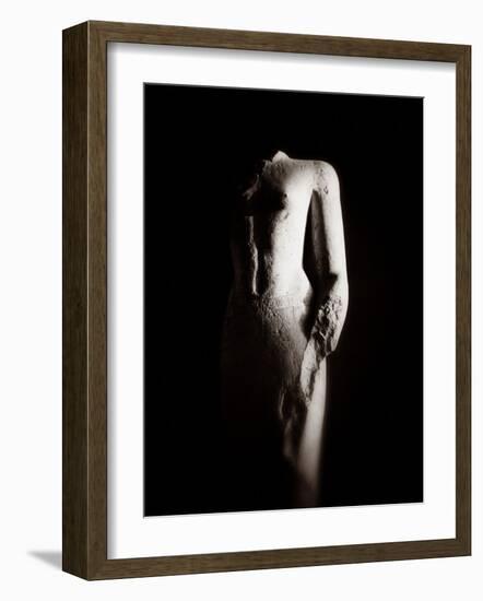 Sculpture of Unknown Person, Karnak Temple, Egypt-Clive Nolan-Framed Photographic Print