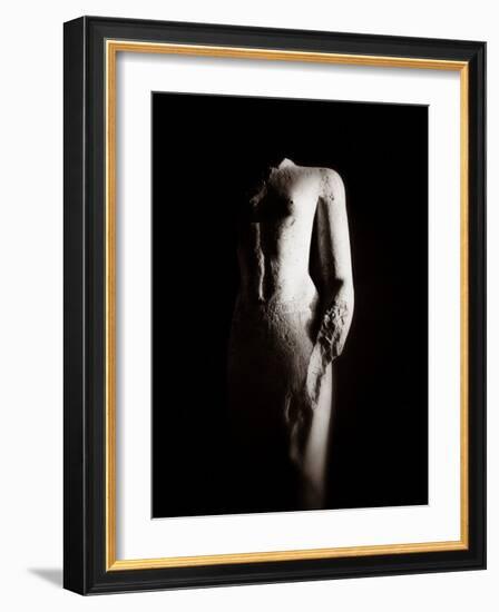 Sculpture of Unknown Person, Karnak Temple, Egypt-Clive Nolan-Framed Photographic Print