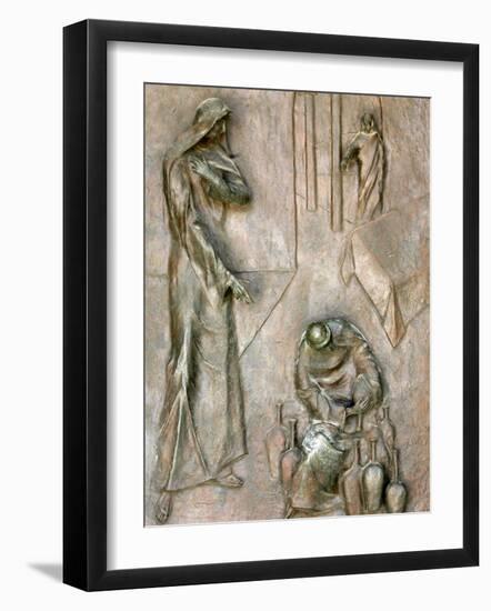 Sculpture on Door Depicting the Miracle of the Wedding at Cana, Annunciation Basilica-Godong-Framed Photographic Print