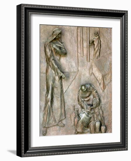 Sculpture on Door Depicting the Miracle of the Wedding at Cana, Annunciation Basilica-Godong-Framed Photographic Print