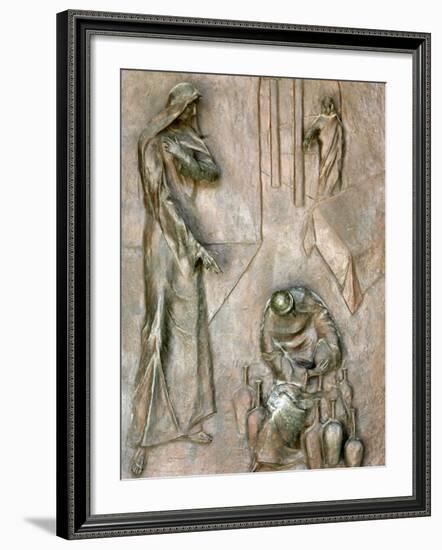 Sculpture on Door Depicting the Miracle of the Wedding at Cana, Annunciation Basilica-Godong-Framed Photographic Print