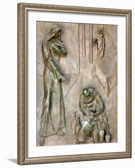 Sculpture on Door Depicting the Miracle of the Wedding at Cana, Annunciation Basilica-Godong-Framed Photographic Print