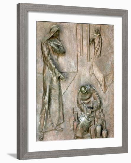 Sculpture on Door Depicting the Miracle of the Wedding at Cana, Annunciation Basilica-Godong-Framed Photographic Print