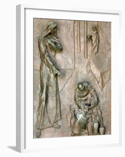 Sculpture on Door Depicting the Miracle of the Wedding at Cana, Annunciation Basilica-Godong-Framed Photographic Print