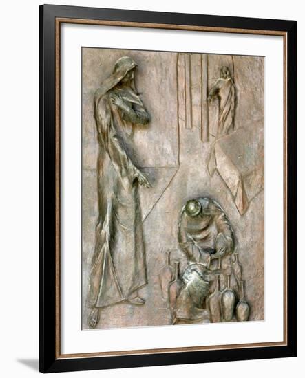 Sculpture on Door Depicting the Miracle of the Wedding at Cana, Annunciation Basilica-Godong-Framed Photographic Print