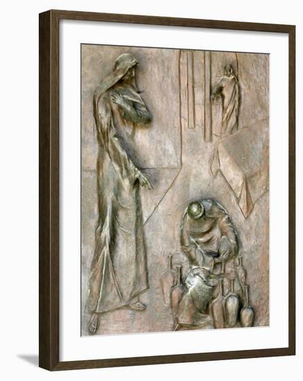 Sculpture on Door Depicting the Miracle of the Wedding at Cana, Annunciation Basilica-Godong-Framed Photographic Print