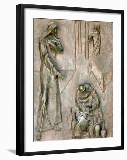 Sculpture on Door Depicting the Miracle of the Wedding at Cana, Annunciation Basilica-Godong-Framed Photographic Print