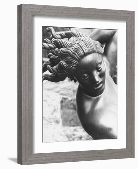 Sculpture Showing Detail of Woman's Head in Garden of Swedish Sculptor Carl Milles-Alfred Eisenstaedt-Framed Photographic Print