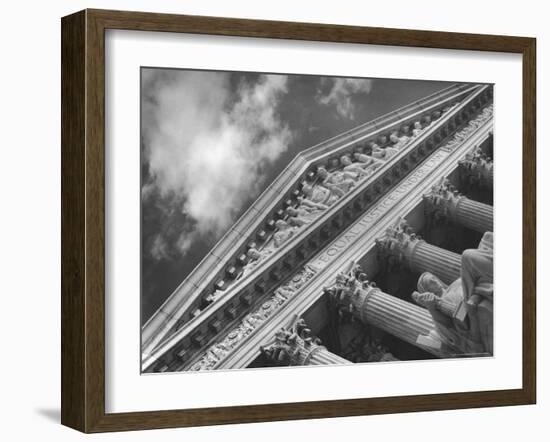 Sculptured Frieze of the US Supreme Court Building Emblazoned with Equal Justice under Law-Margaret Bourke-White-Framed Photographic Print