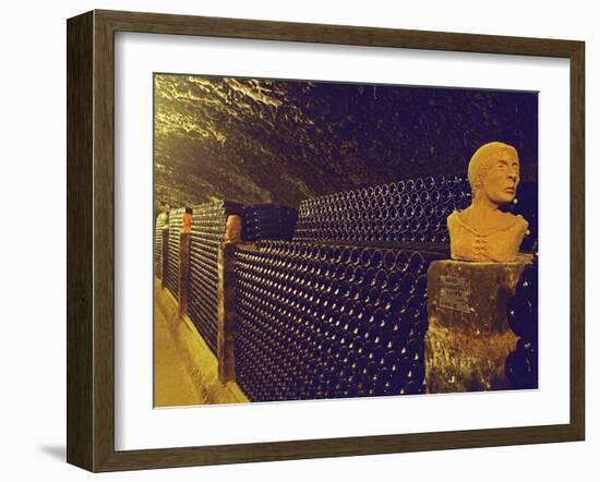 Sculptured Heads in Cellar, Thummerer Winery, Eger, Hungary-Per Karlsson-Framed Photographic Print