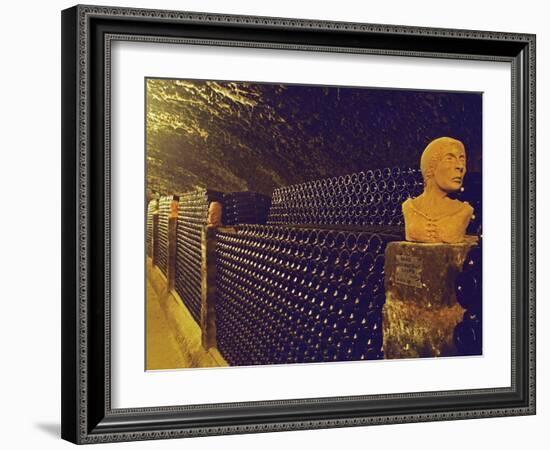 Sculptured Heads in Cellar, Thummerer Winery, Eger, Hungary-Per Karlsson-Framed Photographic Print