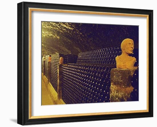 Sculptured Heads in Cellar, Thummerer Winery, Eger, Hungary-Per Karlsson-Framed Photographic Print