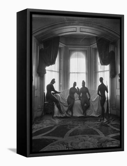 Sculptures by Elie Nadelman Standing Around the Parlor of the Deceased Artist's Home-W^ Eugene Smith-Framed Premier Image Canvas