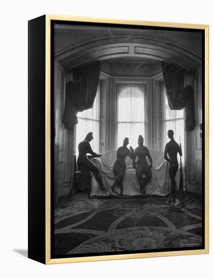 Sculptures by Elie Nadelman Standing Around the Parlor of the Deceased Artist's Home-W^ Eugene Smith-Framed Premier Image Canvas