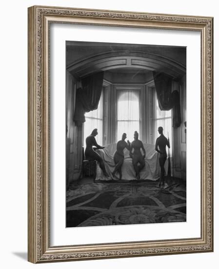Sculptures by Elie Nadelman Standing Around the Parlor of the Deceased Artist's Home-W^ Eugene Smith-Framed Photographic Print