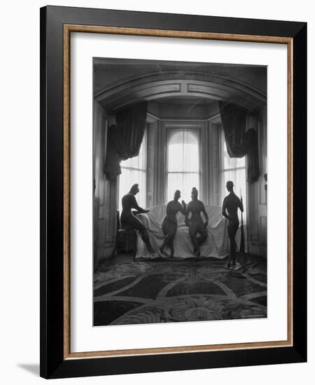 Sculptures by Elie Nadelman Standing Around the Parlor of the Deceased Artist's Home-W^ Eugene Smith-Framed Photographic Print