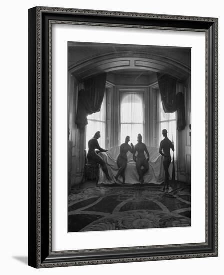 Sculptures by Elie Nadelman Standing Around the Parlor of the Deceased Artist's Home-W^ Eugene Smith-Framed Photographic Print