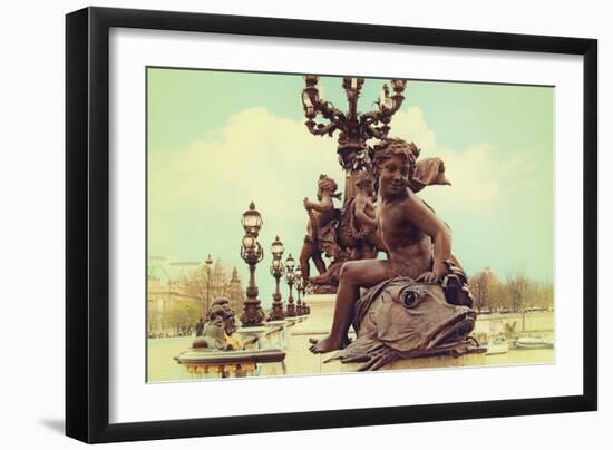 Sculptures On Pont Alexandre III-Cora Niele-Framed Giclee Print