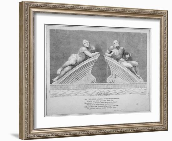 Sculptures Outside the Entrance to Old Bethlehem Hospital, Moorfields, City of London, 1783-William Sharp-Framed Giclee Print