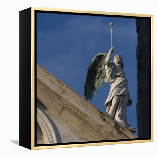 Scuola Grande Di San Fantin, Venice - Architectural Detail of Angel with Wings Above Pediment. 1600-Mike Burton-Framed Premier Image Canvas