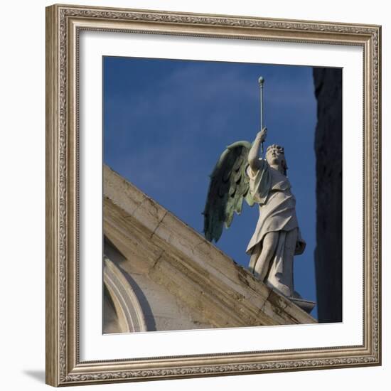 Scuola Grande Di San Fantin, Venice - Architectural Detail of Angel with Wings Above Pediment. 1600-Mike Burton-Framed Photographic Print