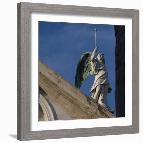 Scuola Grande Di San Fantin, Venice - Architectural Detail of Angel with Wings Above Pediment. 1600-Mike Burton-Framed Photographic Print