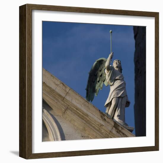 Scuola Grande Di San Fantin, Venice - Architectural Detail of Angel with Wings Above Pediment. 1600-Mike Burton-Framed Photographic Print