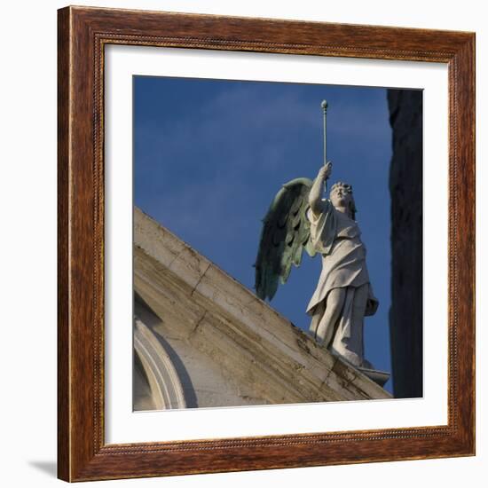 Scuola Grande Di San Fantin, Venice - Architectural Detail of Angel with Wings Above Pediment. 1600-Mike Burton-Framed Photographic Print