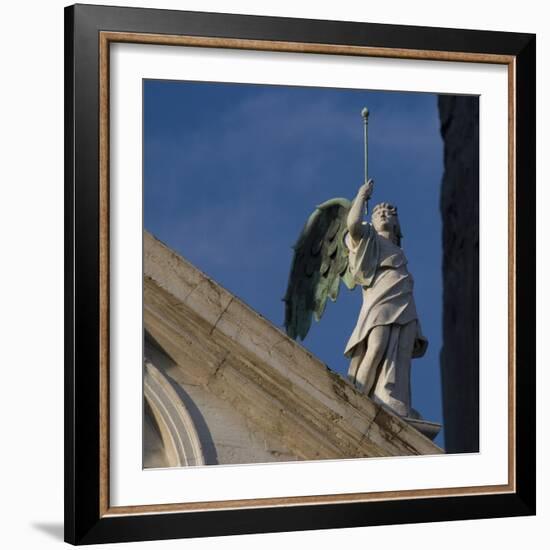 Scuola Grande Di San Fantin, Venice - Architectural Detail of Angel with Wings Above Pediment. 1600-Mike Burton-Framed Photographic Print