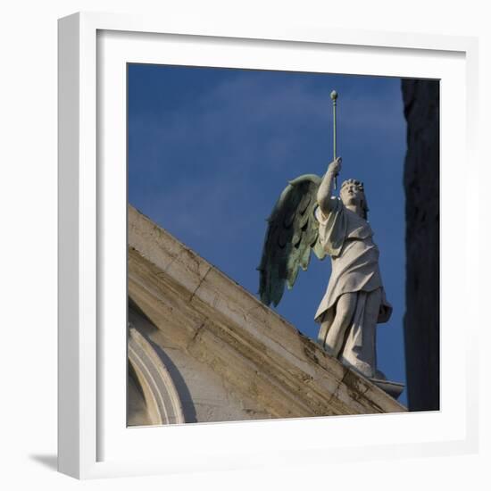 Scuola Grande Di San Fantin, Venice - Architectural Detail of Angel with Wings Above Pediment. 1600-Mike Burton-Framed Photographic Print