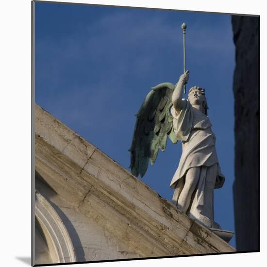 Scuola Grande Di San Fantin, Venice - Architectural Detail of Angel with Wings Above Pediment. 1600-Mike Burton-Mounted Photographic Print