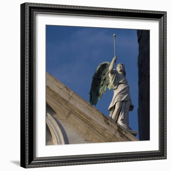 Scuola Grande Di San Fantin, Venice - Architectural Detail of Angel with Wings Above Pediment. 1600-Mike Burton-Framed Photographic Print