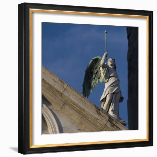 Scuola Grande Di San Fantin, Venice - Architectural Detail of Angel with Wings Above Pediment. 1600-Mike Burton-Framed Photographic Print