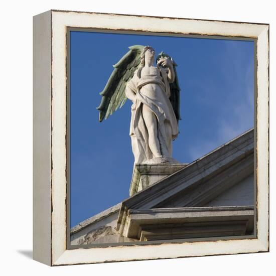 Scuola Grande Di San Fantin, Venice - Statue of Angel with Wings Above Pediment (Detail)-Mike Burton-Framed Premier Image Canvas