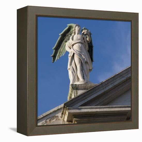 Scuola Grande Di San Fantin, Venice - Statue of Angel with Wings Above Pediment (Detail)-Mike Burton-Framed Premier Image Canvas