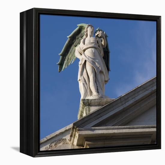 Scuola Grande Di San Fantin, Venice - Statue of Angel with Wings Above Pediment (Detail)-Mike Burton-Framed Premier Image Canvas