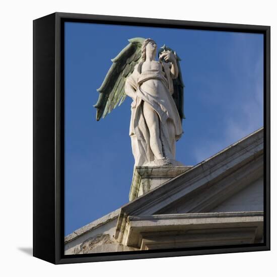 Scuola Grande Di San Fantin, Venice - Statue of Angel with Wings Above Pediment (Detail)-Mike Burton-Framed Premier Image Canvas