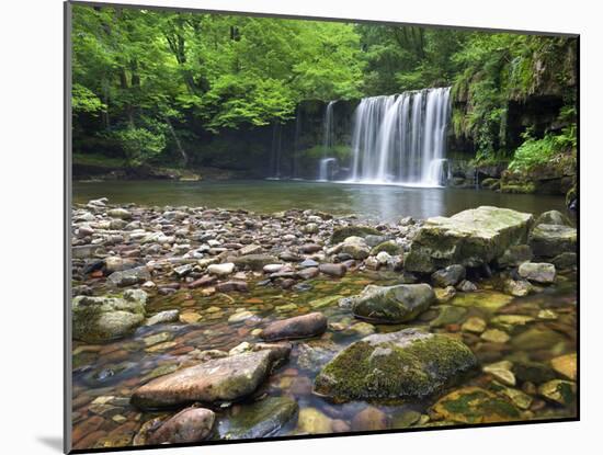 Scwd Ddwli waterfall on the Nedd Fechan River near Ystradfellte, Brecon Beacons National Park, Powy-Adam Burton-Mounted Photographic Print