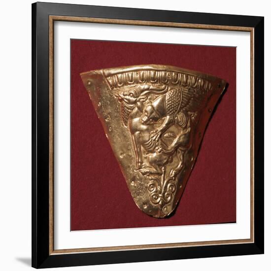 Scythian gold plate showing a winged panther attacking a goat. Artist: Unknown-Unknown-Framed Giclee Print