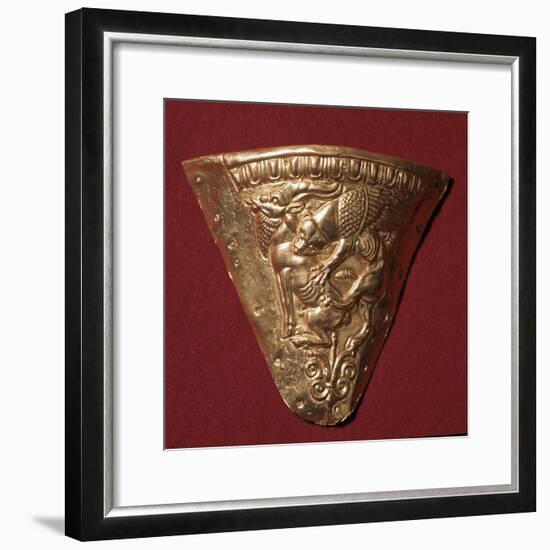 Scythian gold plate showing a winged panther attacking a goat. Artist: Unknown-Unknown-Framed Giclee Print