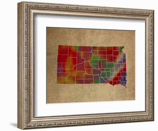 SD Colorful Counties-Red Atlas Designs-Framed Giclee Print