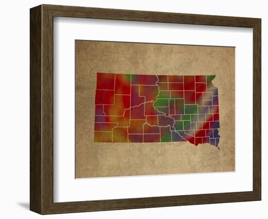 SD Colorful Counties-Red Atlas Designs-Framed Giclee Print